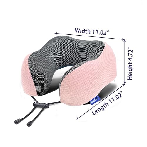 napfun Neck Pillow for Traveling, Upgraded Travel Neck Pillow for Airplane 100% Pure Memory Foam Travel Pillow for Flight Headrest Sleep, Portable Plane Accessories, Pink thumbnail 2