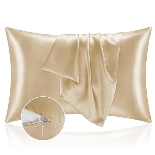 BEDELITE Zipper Satin Pillowcases, King Size 20"x36", Champagne, Set of 2 | Similar to Silk Pillow Cases, Soft and Smooth Satin Pillow Case for Hair and Skin, Reduces Friction, Gift for Women and Men - Image 1