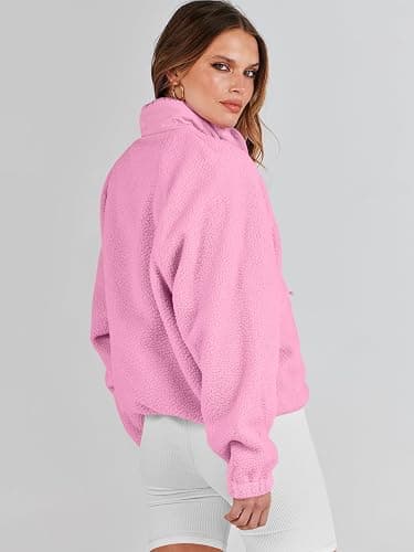 ANRABESS Womens Fuzzy Fleece Jacket Fall Casual Long Sleeve Cropped Sherpa Button Down Shacket Coats Outwear With Pockets thumbnail 6