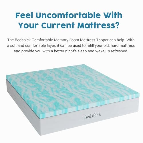 BedsPick Memory Foam Mattress Topper Twin XL 3 Inch Gel Infused Soft Single XL Foam Mattress Pad College Dorm Extra Long XL Twin Bed Topper thumbnail 2
