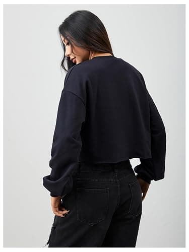 SweatyRocks Women's Casual Long Sleeve Crew Neck Letter Print Crop Top Sweatshirt thumbnail 2