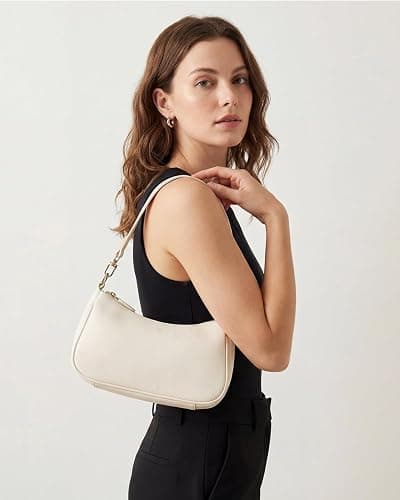 VODIU Shoulder Bag for Women, Clutch Tote Handbags Small Purse Hobo Bag | Cute White Purse with 2 Removable Straps and Zipper Closure; Use as an Underarm, Crossbody, Clutch, or Tote Bag thumbnail 2