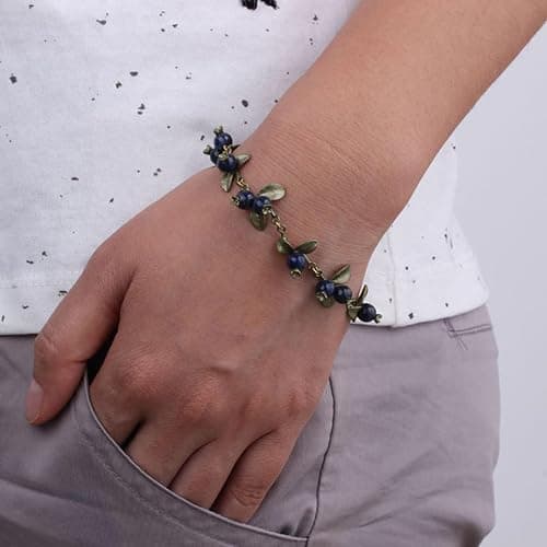 SZYDD Sweet Berry Leaf Bead Bracelet Sweet Spring Plant Bracelet Women's Retro Personalized Color Beads Cranberry Leaf Bracelet Bracelet Women's Jewelry, Red thumbnail 6