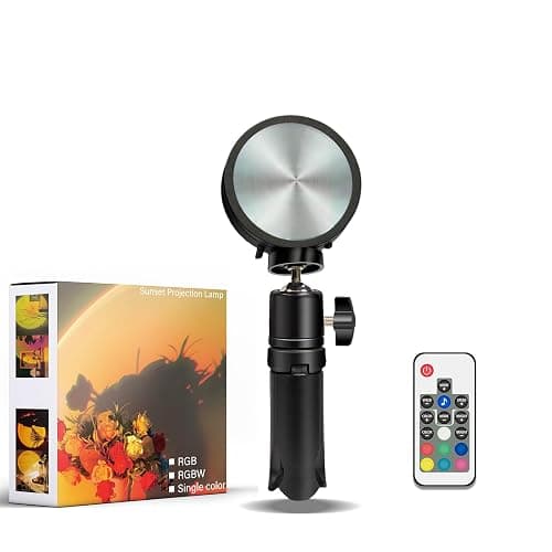 easeking LED Sunset Lamp Projector,Multicolor Changing with USB Port,Sunset Light 180°Rotation for Room Decor,Sunset Lamp for Bedroom,Photography Party,Tiktok Live,Gift for Halloween, Christmas - Multicolor&Tripod - Image 1