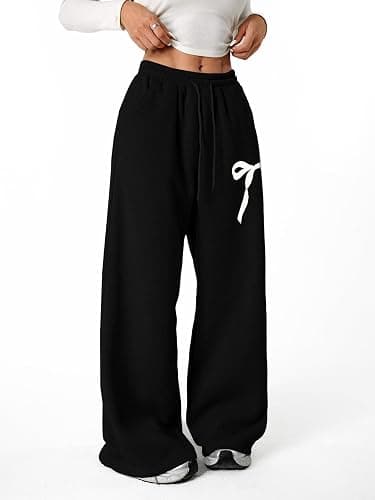 Verdusa Girl's Bowknot Baggy Sweatpants Lightweight Straight Leg Athletic Pants with Pockets thumbnail 5