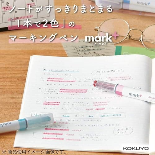 KOKUYO Pastel Highlighters, 2 Tone Chisel Tip Bible Markers in Assorted Colors, No Bleed Quick-Dry Art Marker for Journal, Planner, Notes. Japan Import (PM-MT100-5S) thumbnail 2