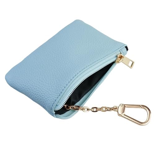 Keychain Coin Purse, Small Change Purse with Card Holder, Keychain Pouch Wallet for Women and Men (Light Blue) thumbnail 3