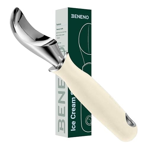 Beneno Heavy Duty Ice Cream Scoop - Upgraded Anti-Fracture Design, Comfortable Grip Long Handle, Effortless Scooping & Dishwasher Safe, Cream - Image 1
