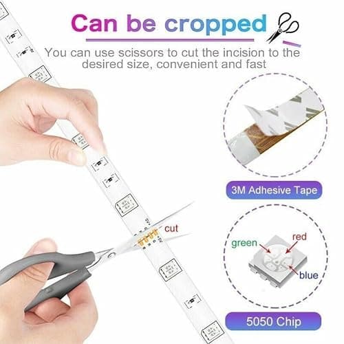 anso 100ft 50ft LED Strip Lights for Room TV PC Back Light Tape 5050 RGB Bluetooth APP USB (5m/16.4ft USB Set) thumbnail 4