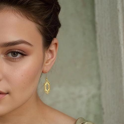 Gold Chandelier Earrings for Women Vintage Art Deco Earrings Gold Statement Drop Jewelry Accessories for Party Holiday Outfits Birthday Gifts Trendy Jewelry Gifts thumbnail 4