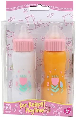 JC Toys Deluxe Disappearing Magic Bottles | Fits All Dolls | Milk and Juice | Flower Theme | Ages 2+ , Pink thumbnail 4