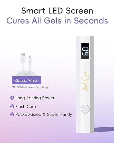 Airpucco Handheld UV Light for Gel Nails - Cordless Handheld Gel Polish Dryer, Mini Nail Lamp, 2 Timer Modes & USB-C Fast Charging, Portable Nail Curing Light for Home DIY & Salon Use (3W) thumbnail 2