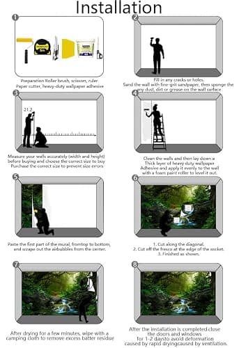 Wmjurel Primitive Forest Waterfall Wallpaper, Modern Large Background Wall Mural for Living Room and Plant Room(Non-self-Adhesive) thumbnail 6