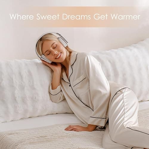 Chumerry Faux Fur Body Pillow Cover, Super Soft Fuzzy Plush Bedding Pillow Long Pillowcases 1 Pieces, Chic Striped Plaid Geometry Decorative White Body Pillowcase for Couch, Bed, 20 x 54 Inches thumbnail 3