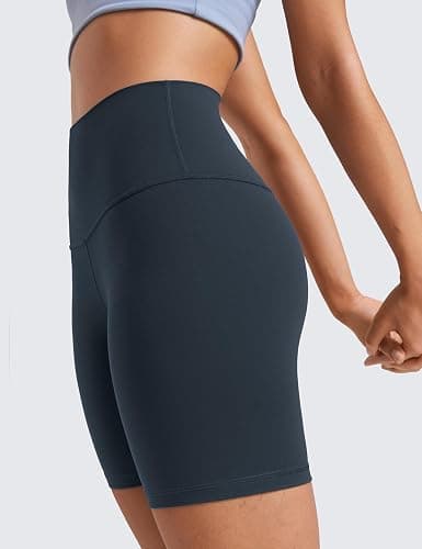 CRZ YOGA Womens ButterLuxe Biker Shorts 6 Inches - High Waisted Workout Running Volleyball Spandex Yoga - Small - True Navy thumbnail 4