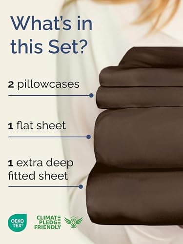 Extra Deep Pocket Queen Sheet Set - 4 Piece Breathable & Cooling Bed Sheets - Hotel Luxury Sheet Set - Ultra Soft, Wrinkle Free & Comfy - Easily Fits Extra Deep Mattresses - Deep Pocket Brown Sheets thumbnail 2