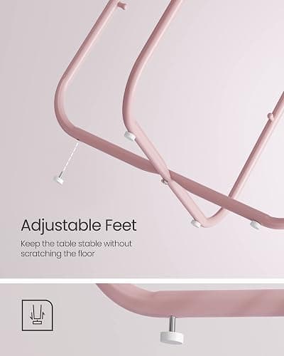 VASAGLE Small Round Side End Table, Small Nightstand with Fabric Basket | Modern Bedside Table, for Living Room, Bedroom, Jelly Pink and Cream White, LILEA Collection ULET223R61 thumbnail 7