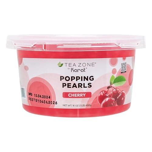Tea Zone [1 Pound] Cherry Popping Pearls, Bursting Pearls for Teas, Shakes, Smoothies, Dessert Toppings - 1 Pound (Pack of 1) - Cherry thumbnail 8