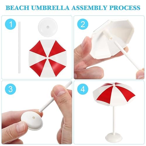 Abaodam Beach Mini House Decoration, Mini Swim Pool with Ring Chair Umbrella, Summer Seaside Miniatures Beach Swimming Pool Set for Crafts Dollhouse Scene Decor thumbnail 6