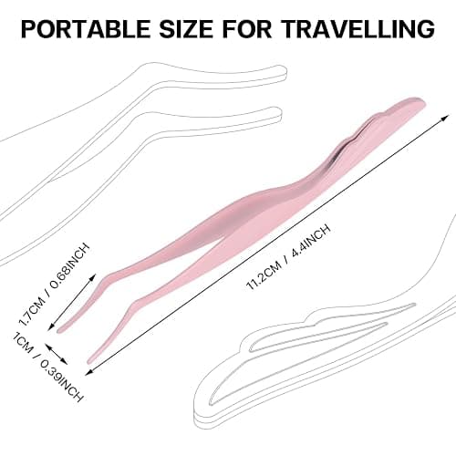 Pretty memory Eyelash Applicator Tool DIY False Curved Eyelash Extension Tweezer for Volume Lashes Application and Removal, Pink - Pink thumbnail 2