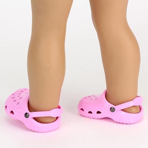 Sophia's Rubber Garden Clog Sandal with Heart Cut Outs and Heel Strap Shoes Accessory for 18" Dolls, Light Pink thumbnail 3