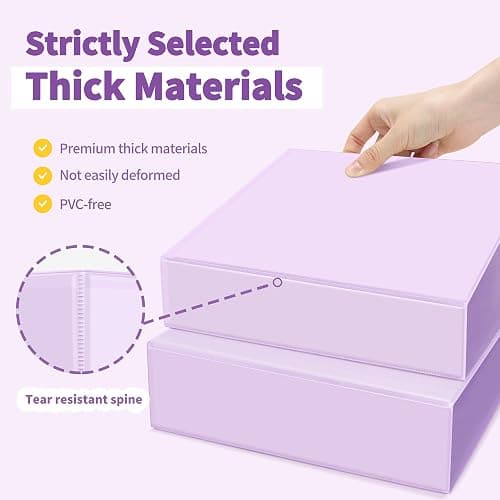 SUNEE 3 Ring Binder, 3 Inch, PVC-Free (Fit 8.5x11 Inches), 2 Pack, Clear View, Purple - 3 Inch - 2 Pack - Purple thumbnail 4