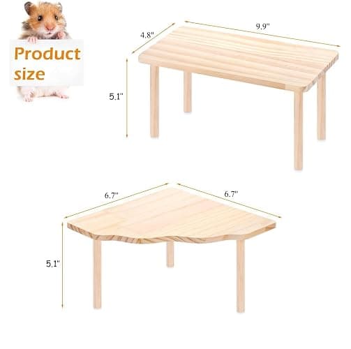 Hamster Platforms, 2 Pcs Wooden Hamster Stand and Table, Modular Playground & Hide for Hamster Cage Accessories for Dwarf Syrian Hamsters Gerbils Mice Degus Small Pets thumbnail 8