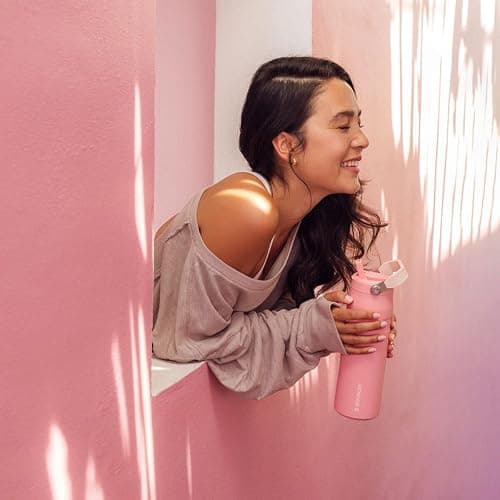 Stanley IceFlow Flip Straw 2.0 Water Bottle 24 oz | Built-In Straw for Travel and Sports | Lightweight and Leak Resistant | Insulated Stainless Steel | BPA-Free | Pink Mesa thumbnail 2