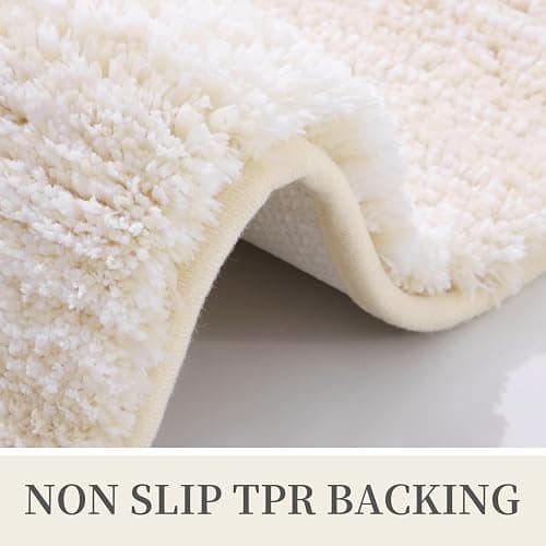 OLANLY Luxury Microfiber Bath Mat, Extra Soft and Absorbent Bathroom Mat, Non-Slip Plush Shaggy Bathroom Rug, Machine Wash Dry, Bath Rugs for Bathroom Floor, Tub and Shower, 16x24, Light Beige thumbnail 3