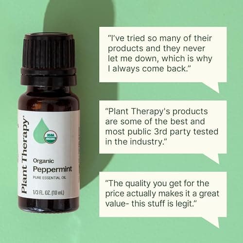 Plant Therapy Top 6 USDA Organic Essential Oil Set - Lavender, Peppermint, Eucalyptus, Lemon, Tea Tree 100% Pure, Natural Aromatherapy, for Diffusion & Topical Use, Therapeutic Grade 10 mL (1/3 oz) thumbnail 6
