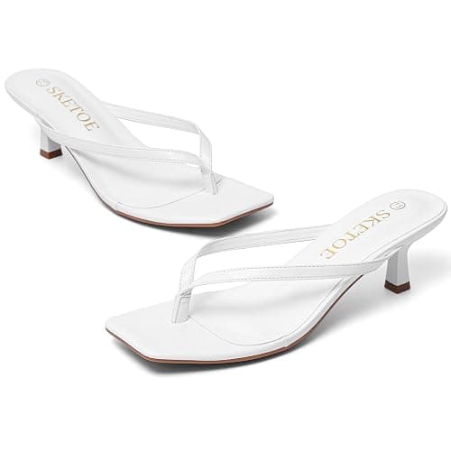 SKETOE Kitten Heels for Women Square Toe Sandals Flip Flop Heels Thong Sandals Comfortable Summer 2 Inch Heels Sandals thumbnail 5