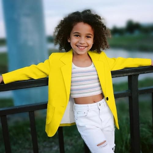 Pointodoor Girls Long Sleeve Blazers Casual One Button Blazer Suits Regular Fit Open Front Suit Jacket with Pocket thumbnail 3