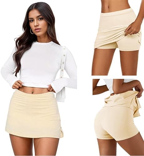 Womens Mini Skorts Sexy Mid-Waisted Pencil Bodycon Short Skirts with Side Split 2026 thumbnail 2