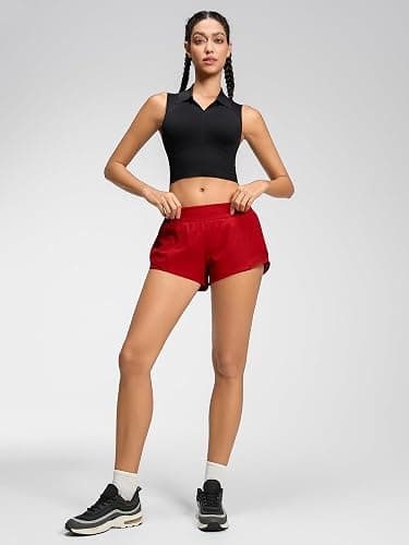 MCEDAR Women's Running Shorts Low Waisted 2.5"，Lightweight Active Workout Quick Dry Gym Athletic Sports Shorts Zip Pocket thumbnail 7