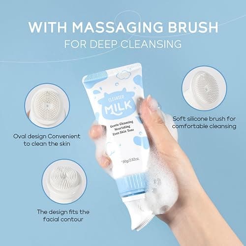 Milk Skin Care Sets&Kits,Beauty Gift Sets for Teenage Girls,Skincare Set-Cleanser,Eye Cream,Moisturizer, Sunscreen,Hand Wax,Cream,Facial Kits for Women,Deep Hydrating (One Size, Milk-Wash Bag Set) - Milk-Wash Bag Set - One Size thumbnail 3