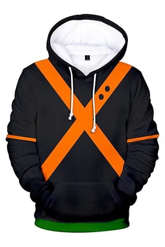 IOONCHI Bakugou Hoodie Cosplay Jacket Zip Up Katsuki Hooded 3D Printed Pullover Sweatshirt Halloween Costume Coat thumbnail 2