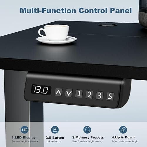 DUMOS 55 Inch Electric Standing Desk Height Adjustable, Sit to Stand Computer Workstations Large Work PC Table Home Office Writing Gaming Desks with Memory Presets for Walking Pad, Bedroom, Black thumbnail 5