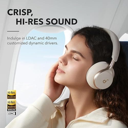 Soundcore by Anker, Space One, Active Noise Cancelling Headphones, 2X Stronger Voice Reduction, 40H ANC Playtime, App Control, LDAC Hi-Res Wireless Audio, Comfortable Fit, Clear Calls, Bluetooth 5.3 thumbnail 4