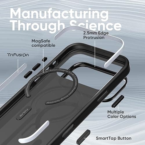 FLOLAB Surtect Tri-Fusion Magnetic for iPhone 17 Pro Max Case Protective Slim Design Magsafe Compatible Military Grade - Full Black Matte Translucent thumbnail 3