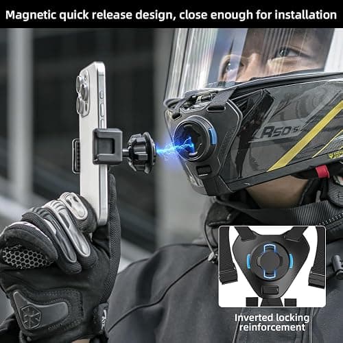 SOH Motorcycle Helmet Chin Strap Mount, Adjustable Magnetic Phone Helmet Chin Mount with Phone Clip for iPhone 16 Pro Max/15/14, Google, Samsung, LG, Pixel, Huawei, Xiaomi,All Smartphones thumbnail 3