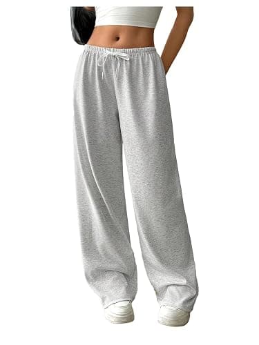 RoseSeek Women's Drawstring Waist Straight Streetwear Long Wide Leg Pants Casual Loose Baggy Workout Long Fall Sweatpants - Image 1