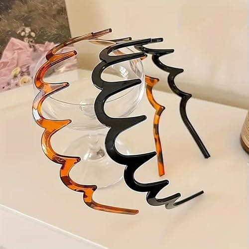 Treayes 2025 New U Shape Fashion Tooth Hair Comb Headband, 2PCS High Cranium Headbands for Women's Hair, Reversible Korean Headbands with Teeth for Women Gifts for Teen Girls (Black+Black) thumbnail 2