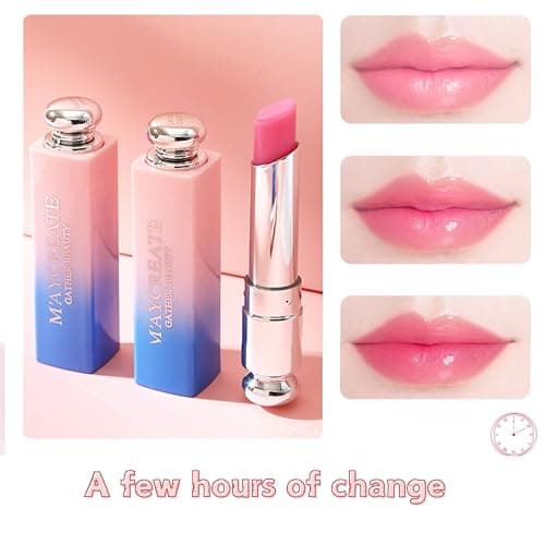 3Packs Colour Changing Lip Balm - Tinted Lip Balm Clear Flower Jelly Lipstick,Nutritiousv Moisturizer lip Balm Temperature Color Change Natural Lipstick Lip Repair Protection For Teenage Girl thumbnail 7