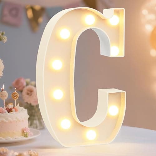 Pooqla LED Marquee Letter Lights Sign, Light Up Alphabet Letter for Home Party Wedding Decoration C - Image 1