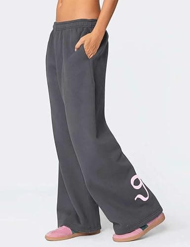 Livtany Women’s Straight Leg Graphic Bow Print Sweatpants Wide Leg Elastic Waistband Lounge Pant Lounge Joggers with Pockets thumbnail 4