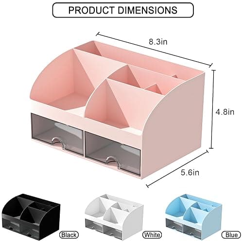 Makeup Organizer with Drawers, Cosmetic Storage for Dresser Vanity and Bathroom Countertop, Beauty Holder for Lipstick Brush, Skincare Organizer for Vanity, Cosmetic Display Case (Pink) thumbnail 2