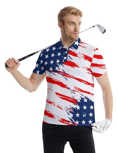 Golf Polo Shirts for Men Funny Print Quick Dry Short Sleeve Performance Golf Shirts Moisture Wicking Polo Shirts thumbnail 2