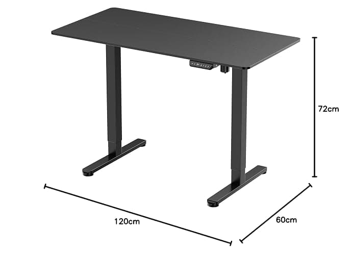 VonHaus Electric Standing Desk, USB-C Charging Height Adjustable Sit Stand Desk with Anti-Collision, Height Preset Technology & Cable Management, Black Four Piece Desktop & Steel Frame, 120x60cm thumbnail 2