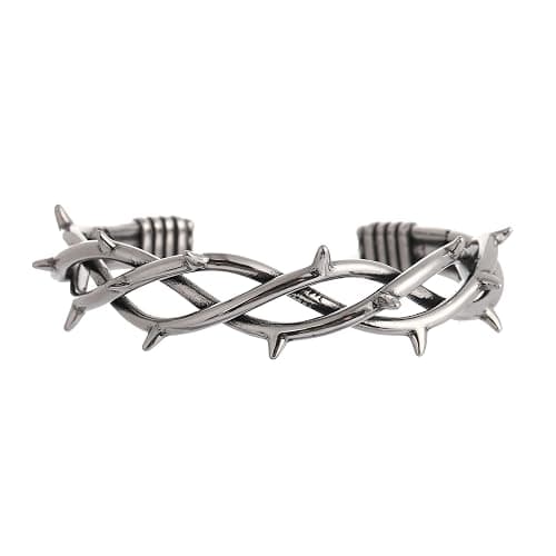 TURTLEDOVE Gothic Thorn Cuff Bracelet, Punk Barbed Wire Bangle, Stainless Steel Twisted Jewelry - Image 1