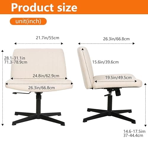 The Criss Cross Chair with Armless Cross-Legged Design Adjustable Height and Premium Comfort Versatility and Easy Assembly Making it a Versatile Addition,Beige thumbnail 3